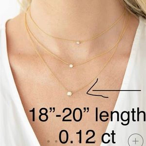 BabyGold White Gold Diamond Solitaire Bezel Necklace 0.12ct